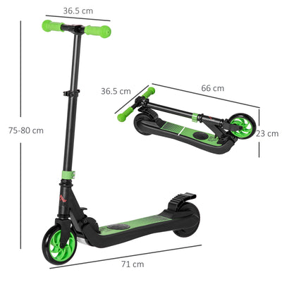 HOMCOM Folding Electric Scooter with Brake, for Ages 6+ Years, 8km/h Maximum Speed, Green 
