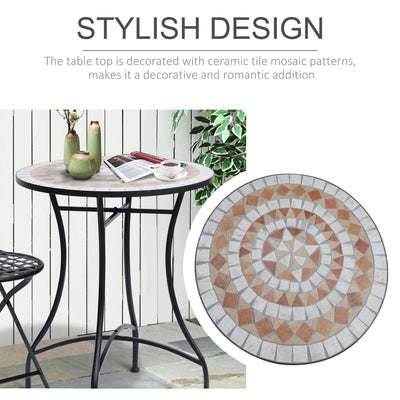 Outsunny 60cm Mosaic Round Bistro Table Side Bar Table Patio Garden Outdoor Balcony Furniture 
