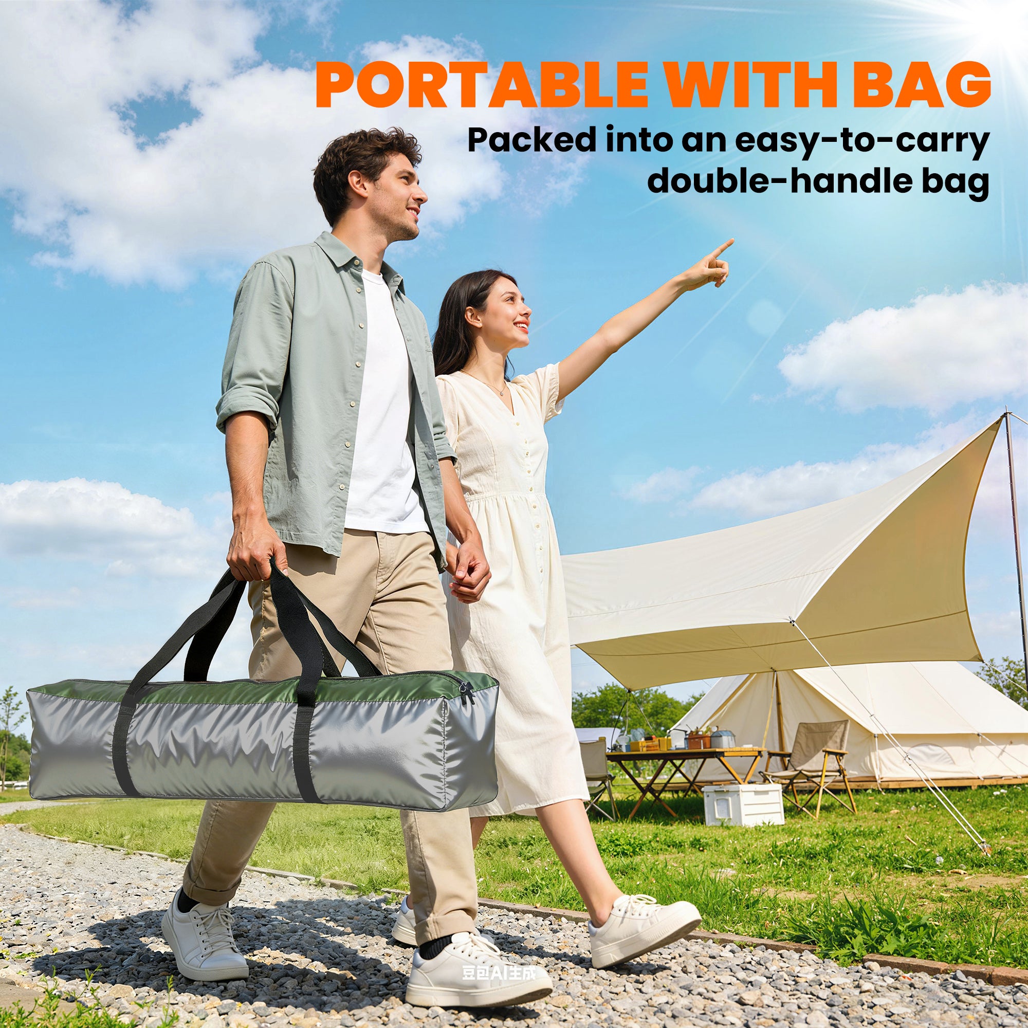 Outsunny Double Layer Instant Pop Up Tent with Rainfly, Portable Camping Shelter with Sewn-in Groundsheet and Carry Bag, Khaki 