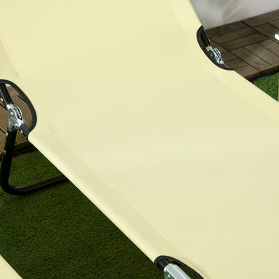 Outsunny Set of Two Metal Frame Folding Sun Loungers - Beige 