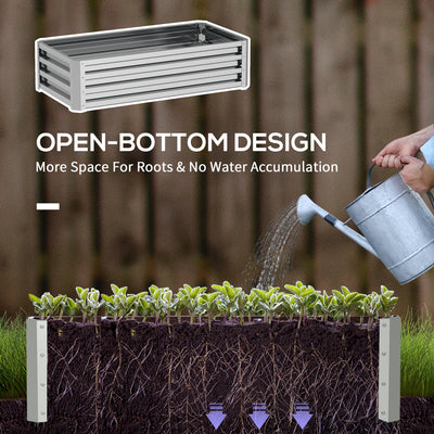 Outsunny Raised Beds for Garden, Galvanized Outdoor Planters, for Herbs and Vegetables, Use for Patio, Backyard, Balcony, Silver 