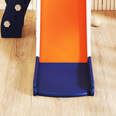AIYAPLAY 5 in 1 Kids Slide Set with Basketball Hoop, Climbing Frame, Telescope, Storage Box for Toddlers Ages 1-3, Orange 