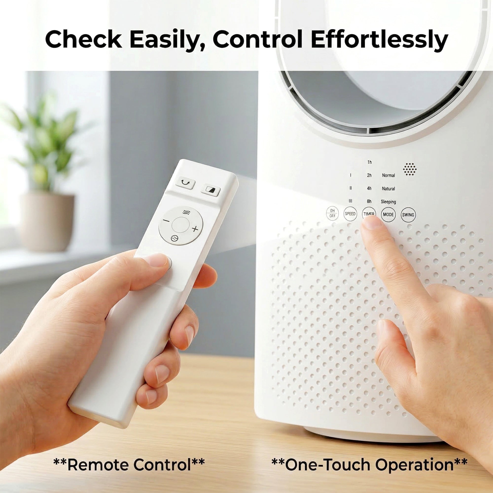 HOMCOM Bladeless Tower Fan for Bedroom, 36dB Standing Cooling Fan with Oscillating, 3 Speeds, 3 Modes, 15H Timer, White 