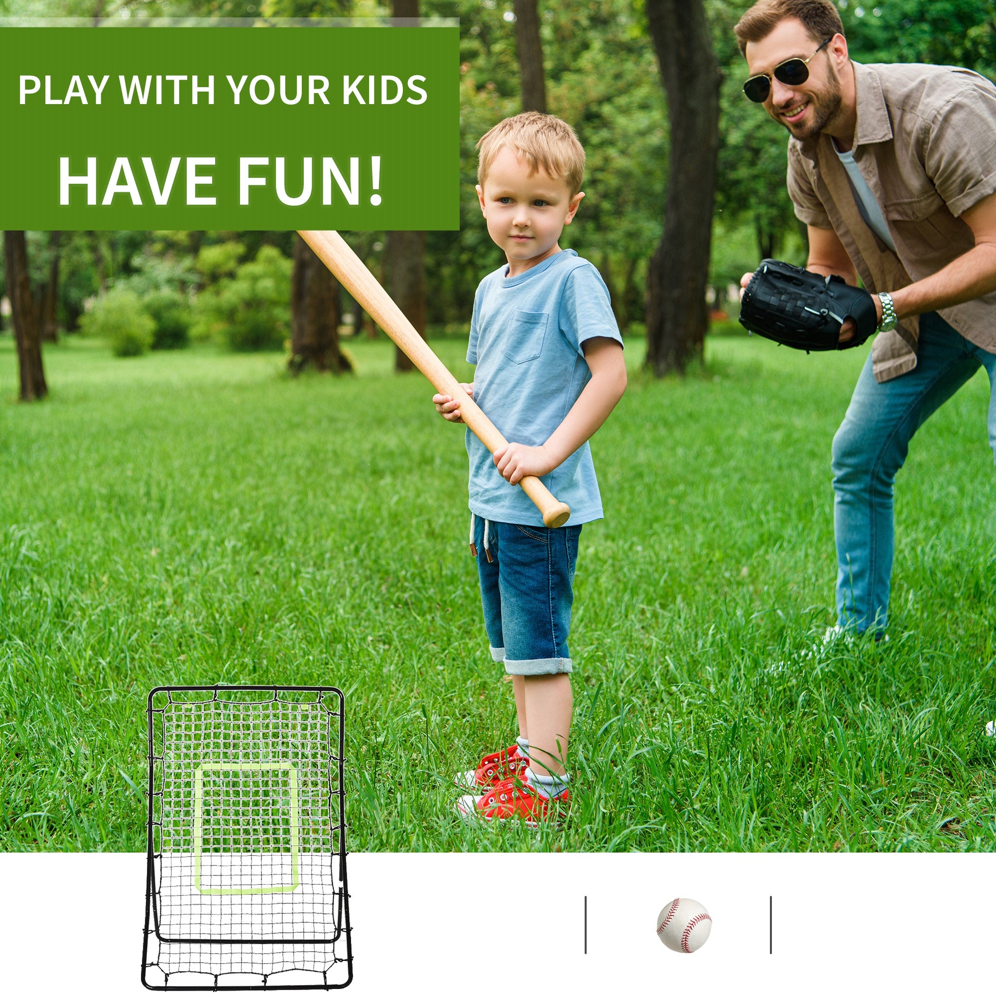 HOMCOM Rebounder Net Playback Game Spot Target Ball Rebounders Training Equipment Play Teaching 