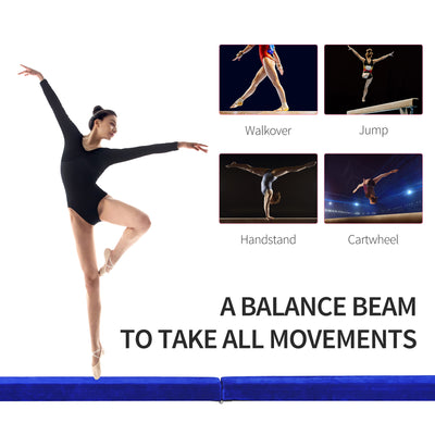 HOMCOM 2.1M 7FT Gymnastics Folding Balance Beam Home Gym Training Exercise Sports - Blue 