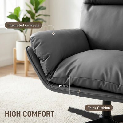 HOMCOM Accent Chair with 360 Swivel Armchair for Living Room with Padded Cushion Dark Grey 