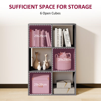 HOMCOM 6-Cube Bookshelf - Grey 