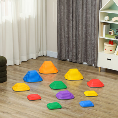 AIYAPLAY Balance Stepping Stones for Kids, 11-Piece Non-Slip Stackable River Stones, Obstacle Courses for Balance and Motor Skill 