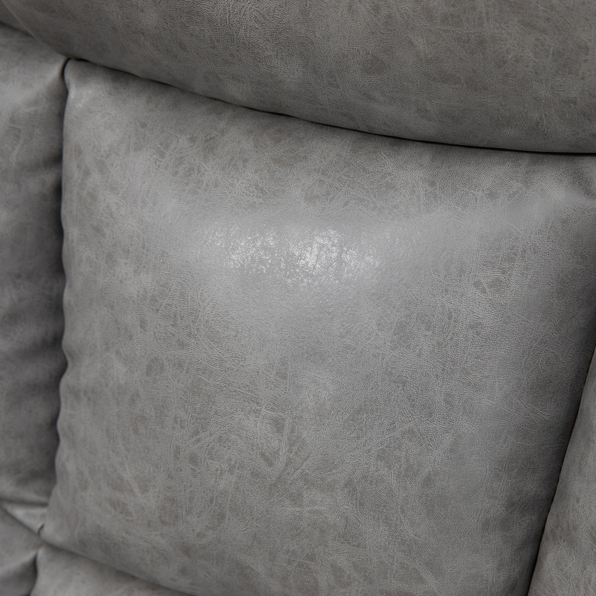 HOMCOM Thick Padded Faux Leather Recliner Armchair - Light Grey 