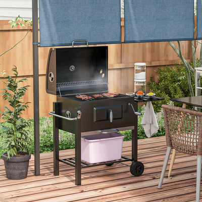 Outsunny Charcoal Grill, with Height-Adjustable Coal Pan - Black 