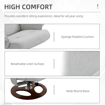 HOMCOM Recliner Chair Ottoman Set 360\'c2\'b0 Swivel Sofa Stool Modern Soft Thick Padding Wood Base Grey 