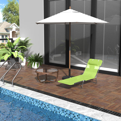 Outsunny Single Folding Sun Lounger - Green 