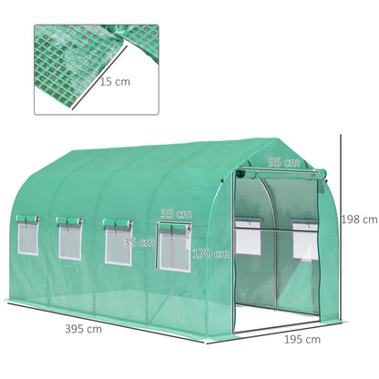 Outsunny Polytunnel Greenhouse with Windows and Door, Walk in Greenhouse for Garden, Backyard (4 x 2 M) 