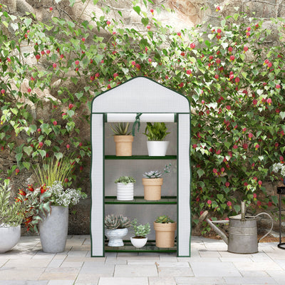 Outsunny Three-Tier Mini Greenhouse - White 