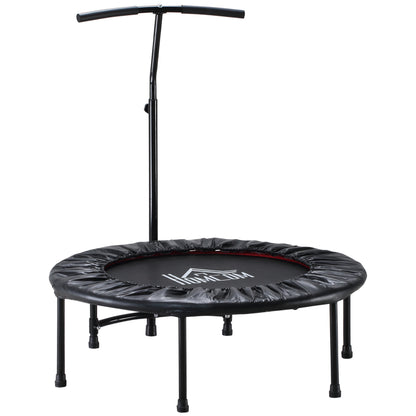 HOMCOM 40'' Fitness Trampoline with Adjustable Handle, Rebounder Trampoline Mini Jumper for Indoor Exercise Workout, Support Up to 100kg, Black 