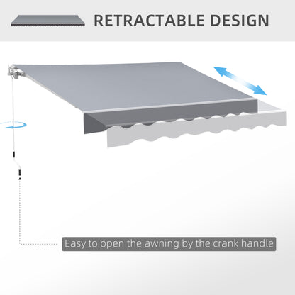 Outsunny 2.5m x 2m Garden Patio Manual Awning Canopy Sun Shade Shelter Retractable with Winding Handle Grey 