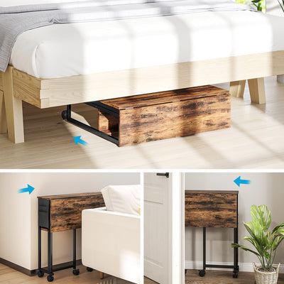 HOMCOM 80 cm Drop Leaf Writing Work Desk - Rustic Brown 