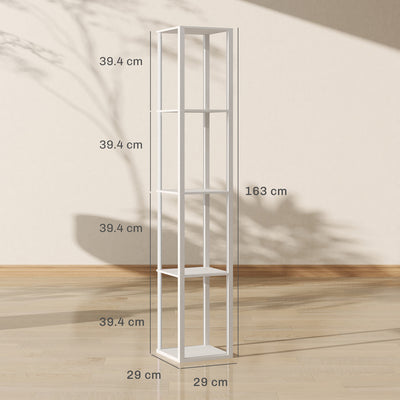HOMCOM RGB LED Floor Lamp with Shelves, Modern Dimmable Standing Lamp with Remote Control, Adjustable Brightness & Speed for Living Room, Bedroom, Office, White 