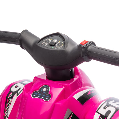 AIYAPLAY 6V Kids Electric Quad Bike w/ Music, Forward Function, for 2-6 Years, Pink 