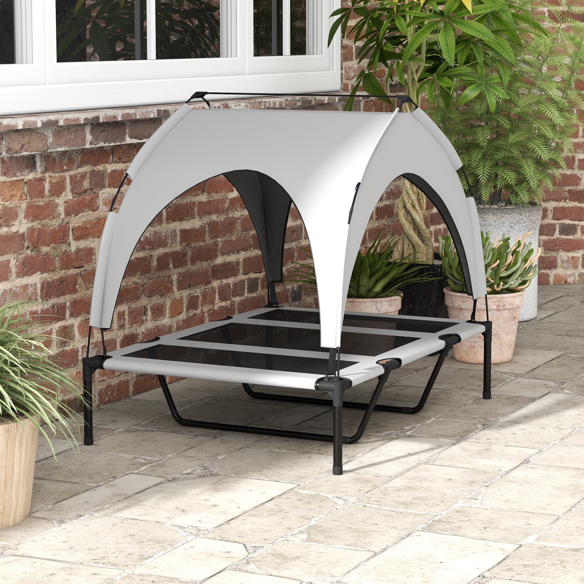 PawHut Cooling Raised Pet Bed w/ Washable Breathable Mesh, for Large Dogs, 106 x 76 x 94cm - Light Grey 