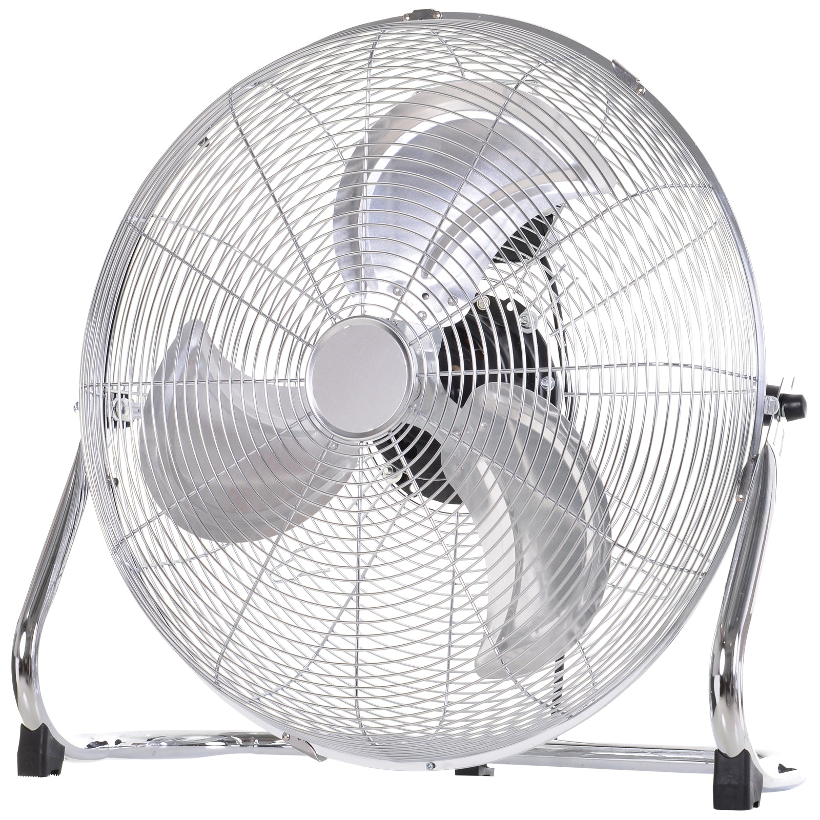 HOMCOM 20" Chrome Metal Floor Fan with Tilting, High Velocity, 3 Speed, Portable Gym Fan for Home Office, Silver 