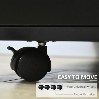 HOMCOM Multi-Storage Printer Stand Unit Office Desk Side Mobile Storage w/ Wheels Modern Style 60L x 50W x 65.5H cm - Black 