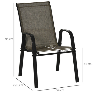 Outsunny Set of Four Stackable Mesh Seat Chairs - Mixed Brown 