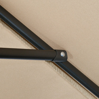 Outsunny 3x2m Garden Parasol Umbrella with Tilt and Crank, Outdoor Sun Shade Canopy with Aluminium Frame and Steel Ribs, Rectangular, Khaki 