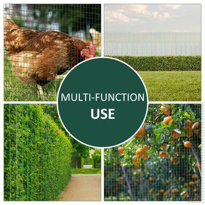 Pawhut PVC Coated Welded Wire Mesh Fencing Chicken Poultry Aviary Fence Run Hutch Pet Rabbit 30m Dark Green 