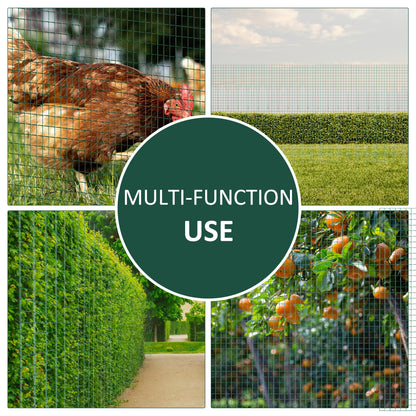 Pawhut PVC Coated Welded Wire Mesh Fencing Chicken Poultry Aviary Fence Run Hutch Pet Rabbit 30m Dark Green 