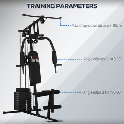 HOMCOM Multifunction Home Gym Machine, with 45kg Weight Stacks, for Strength Training 