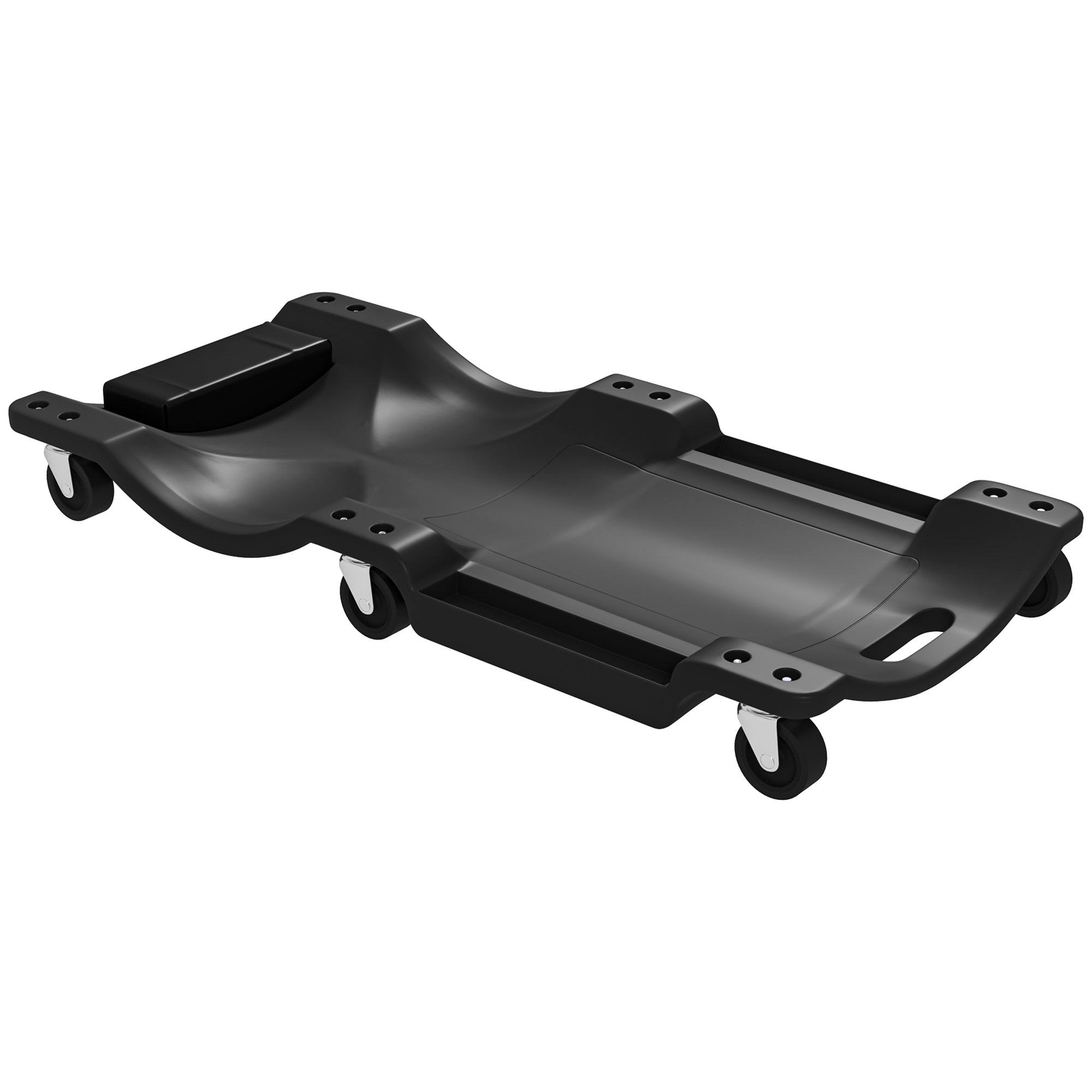 DURHAND Mechanic Vehicle Creeper Under Car Repair Padded Headrest Rolling Moulded Workshop Garage Assistance with Tool Tray, Black 