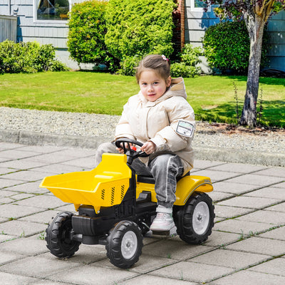 HOMCOM Kids Ride on Tractor No Power Pedal Go Kart with Manual Control Bucket for 3-6 Years Old 