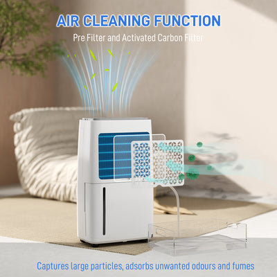 HOMCOM 16L Multi-Mode Dehumidifier, with Wheels - White 