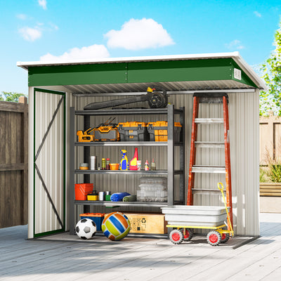 Outsunny 7.5 x 4.3ft Metal Garden Storage Shed, Waterproof Outdoor Shed with Triple Lockable Door, Gloves, Vents, Green 