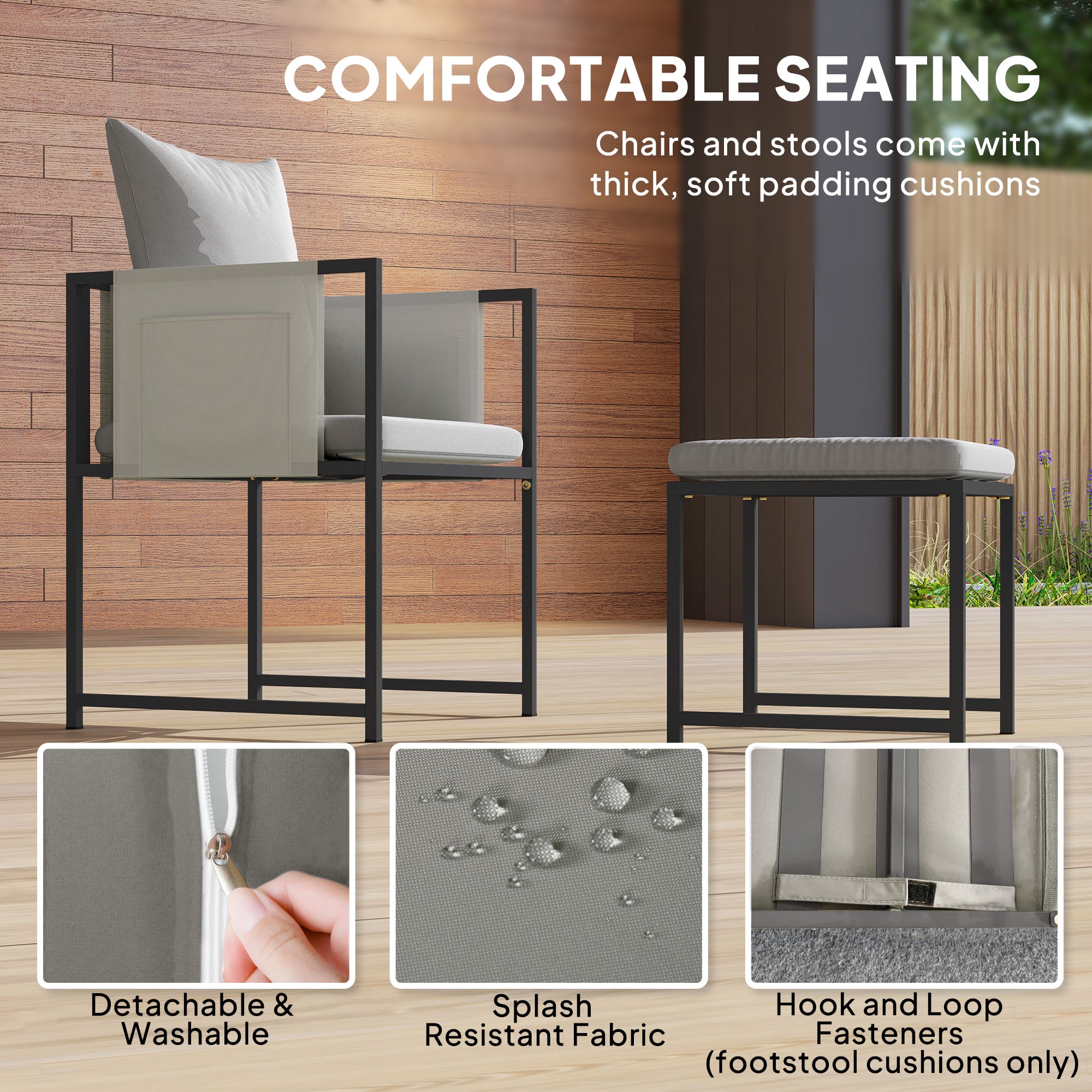 Outsunny Nine-Piece Steel Frame Garden Dining Set - Dark Grey 