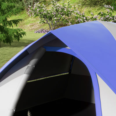 Outsunny Two Man Single Room Dome Tent, with Accessories - Dark Blue/Grey 