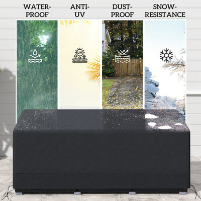 Outsunny Rectangular Patio Furniture Cover for 3 Seater Sofa Bistro Set, Water UV Resistant Protection 600D Oxford Fabric Rattan Lounge Clean Cover, 190 x 72 x 76cm, Black 