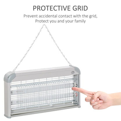 Outsunny Wall Hanging Bug Zapper, 30W Electric Fly Zapper Mosquito Killer, 60㎡ Coverage Insect Killer, Indoor Outdoor Use, Grey 