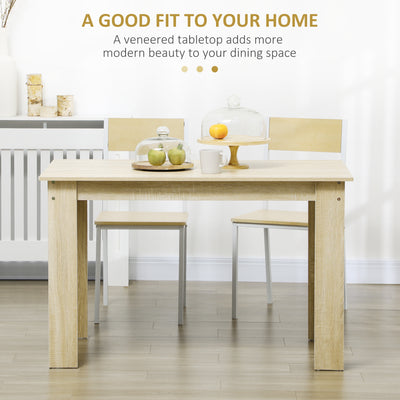 HOMCOM Dining Table for 4-6 People, Kitchen Table with Wood Effect for Dining Room, Oak 