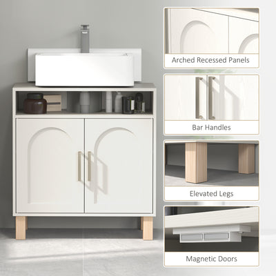 HOMCOM Under Sink Cabinet for Basin without Pedestal - Cream White 