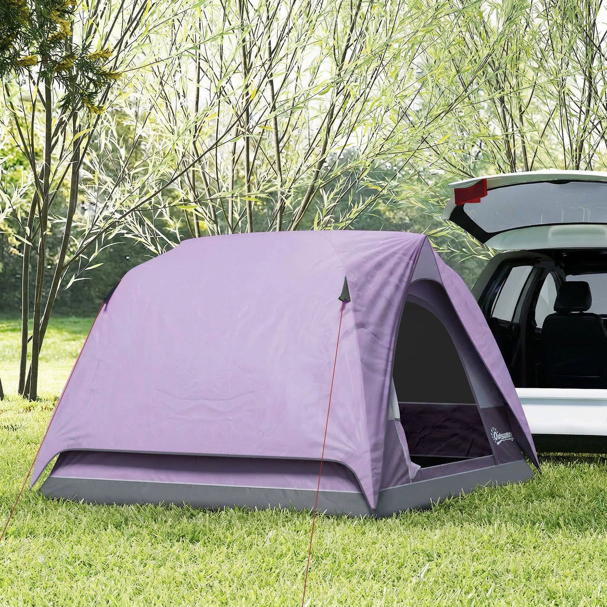 Outsunny 3-4 Person Camping Tent, Easy Set Up 3-4 Man Tent w/ Sewn-in Groundsheet, Waterproof Dome Tent w/ Mesh Windows 