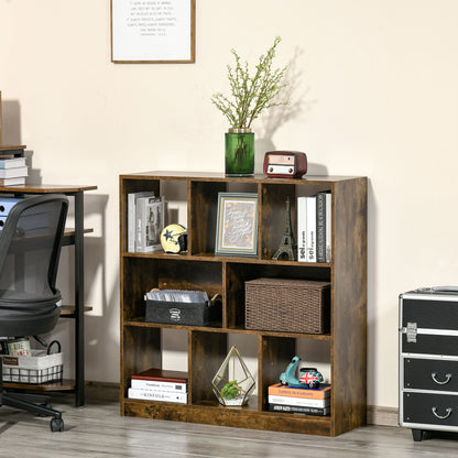 HOMCOM 3-Tier Bookcase, Storage Shelf Unit with Open Compartments, for Living Room, Bedroom, Office, Divider, 97.5 x 30 x 100 cm, Rustic Brown 