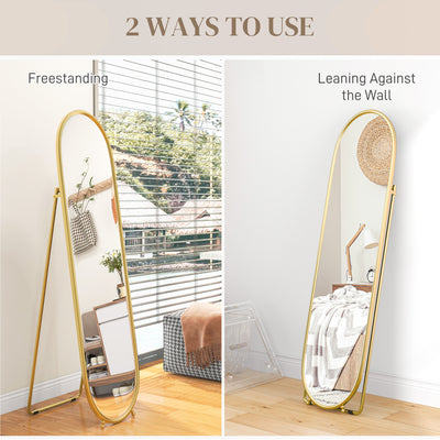 HOMCOM Two-Way Curved Full Length Mirror - Gold Tone 