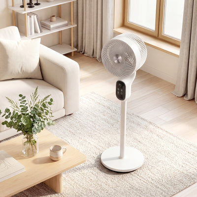 HOMCOM 20 dB Silent Standing Fan for Bedroom, 39in Pedestal Fan with Remote, Oscillating, 8 Speeds, Adjustable Height, White 