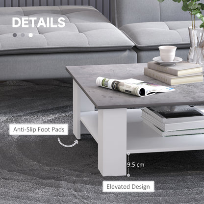HOMCOM Square Coffee Table, Wooden Coffee Table with Storage, Cocktail Center Tea Table for Home Office, 80W x 80D x 31.5Hcm, Grey and White 