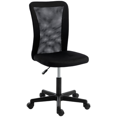 Vinsetto Computer Desk Chair, Armless Mesh Office Chair with Adjustable Height and Rolling Wheels, Black 