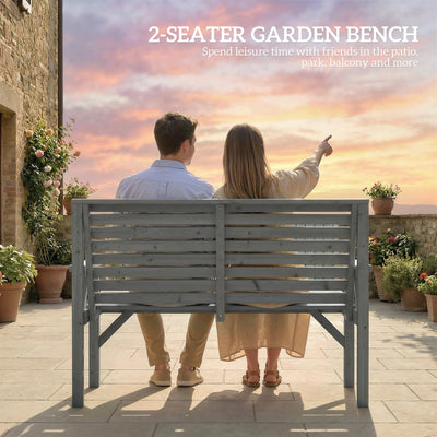 Outsunny 2 Seater Wooden Garden Bench, Slatted Patio Bench with Armrest and Backrest, Outdoor Furniture for Indoor, Balcony 