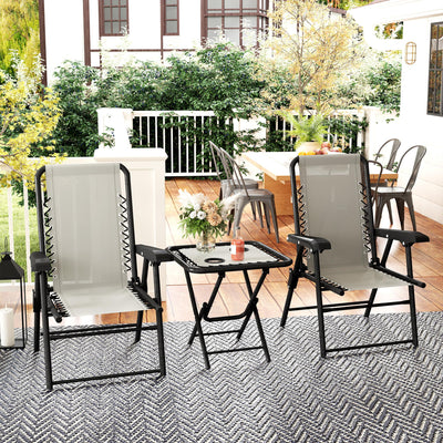 Outsunny Three-Piece Garden Table and Chair Set - Cream White 