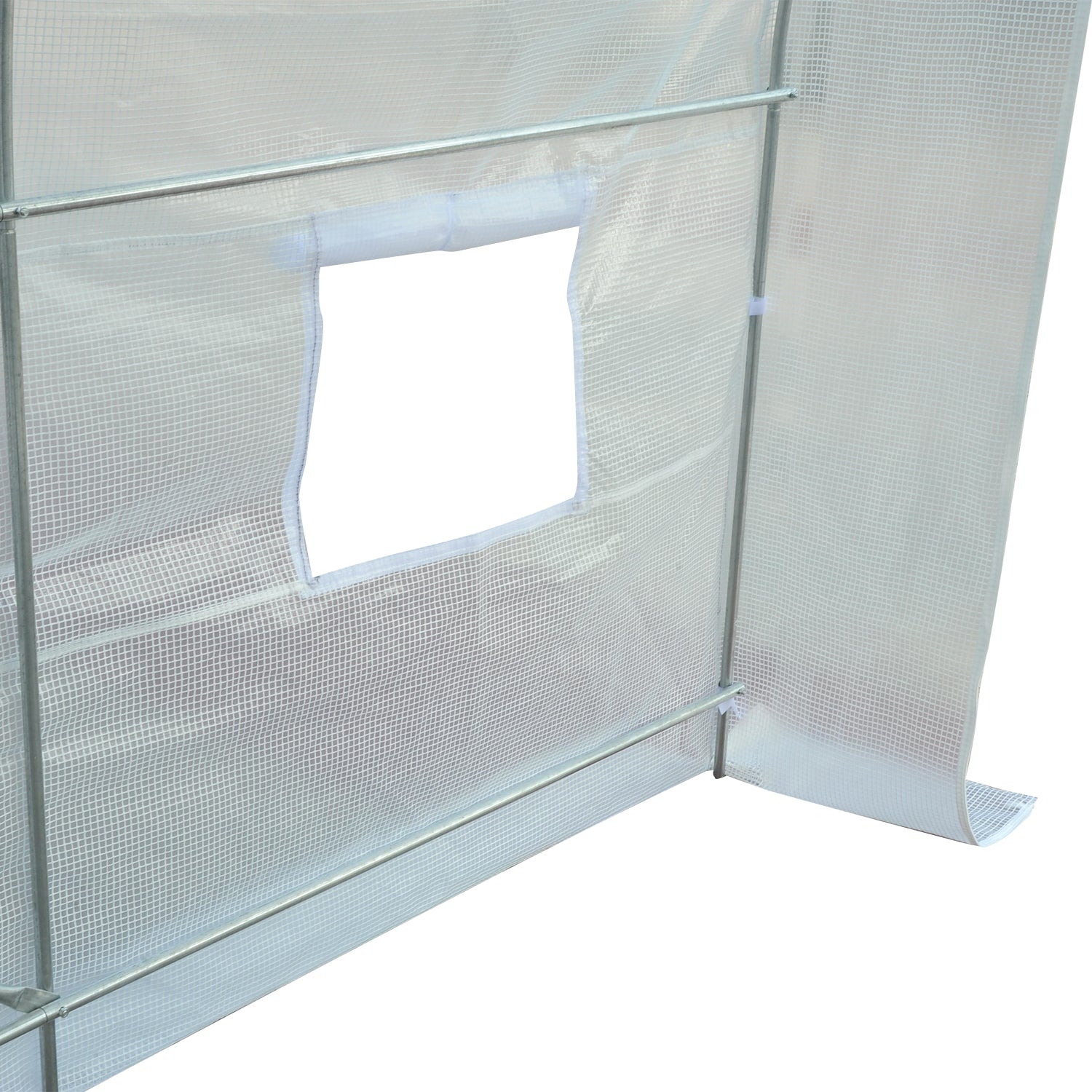Outsunny 2.5 x 2 x 2 m Polytunnel Greenhouse, Walk-in Green House for Garden with Mesh Windows, Galvanised Steel Frame, White 